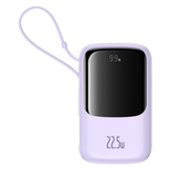 Baseus Qpow Pro+ 10000mAh 22,5W Powerbank mit integriertem USB-C-Kabel und Display – Lila