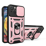 Hybrid Armor Camshield Hülle für iPhone 14 Plus gepanzerte Hülle mit Kameraabdeckung Pink