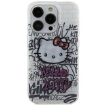 Etui Hello Kitty IML Kitty On Bricks Graffiti na iPhone 15 - białe