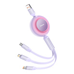 Baseus Bright Mirror 2 retractable cable 3in1 cable USB Type A - micro USB + Lightning + USB Type C 66W 1.1m purple (CAMJ010105)