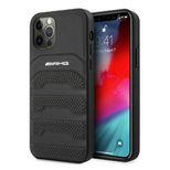 Etui AMG Leather Debossed Lines na iPhone 12 Pro Max - czarne