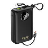 Dudao K14+ Powerbank 20000mAh 22,5W USB-C / USB-A / Integrierte Lightning und USB-C-Kabel - Schwarz