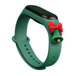 Strap Xmas für Xiaomi Mi Band 3 / 4 Weihnachts-Silikonarmband mit Glocke - Dunkelgrün