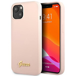 Guess GUHCP13MLSLMGLP iPhone 13 6.1" light pink/light pink hardcase Silicone Script Gold Logo