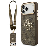 Guess 4G Big 4G Classic Logo Big Strap Metal Buttons Case für iPhone 17 Pro Max - Braun