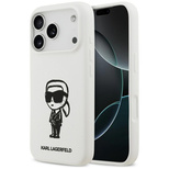 Karl Lagerfeld Silikonhülle mit Karl-Skizze und Logo (MagSafe) für iPhone 17 Pro – Weiß