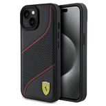 Ferrari Perforated Waves Metal Logo case for iPhone 15 / 14 / 13 - black