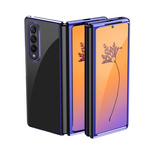 Plating Case Hülle für Samsung Galaxy Z Fold 4 Hülle mit metallischem Rahmen blau