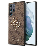 Guess 4G Big Metal Logo Case für Samsung Galaxy S22 Ultra - Braun