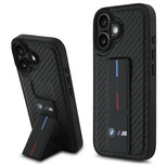 BMW M Grip Stand Smooth und Carbon Hülle für iPhone 16 – Schwarz