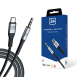 3mk AUX minijack 3.5 mm / USB-C cable - silver