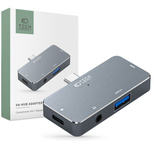 HUB Tech-Protect V6 4in1 USB-C - USB-A 3.0 / USB-C PD100W / HDMI / mini jack 3.5mm - gray