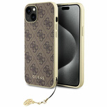 Etui Guess 4G Charms Collection do iPhone 15 Plus - brązowe