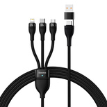 [RETURNED ITEM] Baseus Flash Series II USB Type C / USB Type A cable - USB Type C / Lightning / micro USB 100 W 1.2 m black (CASS030101)