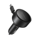 Orico FC-60-2C 60W car charger with retractable USB-C cable 65 cm - black