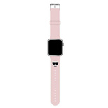 Karl Lagerfeld KLAWLSLCP Apple Watch Strap 42/44 / 45mm pink / pinkes Armband Silikon-Choupette-Köpfe