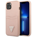 Guess GUHCP13MPSATPP iPhone 13 6.1 &quot;pink / pink hardcase SaffianoTriangle Logo Cardslot