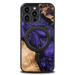 Wood and Resin Case for iPhone 14 Pro Max MagSafe Bewood Unique Violet - Purple and Black