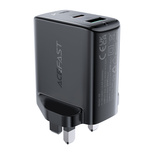 Acefast Wandladegerät (UK Stecker) USB Typ C / USB 32W, PPS, PD, QC 3.0, AFC, FCP schwarz (A8 schwarz)