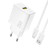 Ładowarka sieciowa Dudao A27STEU 25W GaN USB-A z kablem USB-A - USB-C - biała