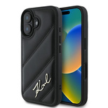 Karl Lagerfeld Quilted Signature Hülle für iPhone 16 Plus – Schwarz