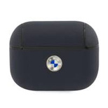 BMW Genuine Leather Silver Logo AirPods Pro Case - Navy Blue