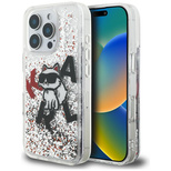 Etui Karl Lagerfeld Liquid Glitter Choupette Logo na iPhone 16 Pro Max - przezroczyste