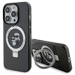 Karl Lagerfeld KLHMP15LHMRSKCK iPhone 15 Pro 6,1&quot; schwarz/schwarz Hardcase Ringständer Karl&amp;Choupette MagSafe