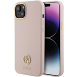 Guess Silicone Logo Strass 4G Case for iPhone 15 Plus / 14 Plus - Light Pink