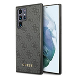 Guess GUHCS22LG4GFGR S22 Ultra S908 szary/grey hard case 4G Metal Gold Logo