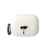 Karl Lagerfeld KLAP2RUNIKH AirPods Pro 2 Hülle weiß/weiß Silikon Karl Head 3D