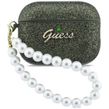 Etui Guess Glitter Pearl Strap na AirPods Pro 3 - czarno-brokatowe