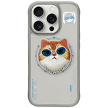 Etui Nimmy Glasses Cool Cat MagSafe na iPhone 16 Pro - szare