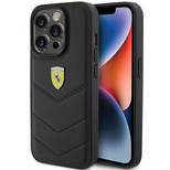 Ferrari Quilted Metal Logo-Hülle für iPhone 15 Pro – Schwarz