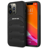 AMG AMHCP14XGSEBK iPhone 14 Pro Max 6,7 &quot;schwarz / schwarzes Hardcase Leder geprägte Linien