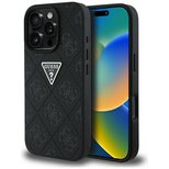 Guess Hot Stamp 4G Pattern Triangle Metal Logo Hülle für iPhone 16 Pro - Schwarz