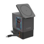 Stacja ładująca SBS Power Dock 6w1 z MagSafe, podstawką i kablami USB-C 65W – czarna