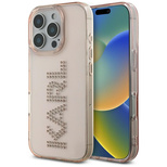 Karl Lagerfeld IML Rhinestones Logo iPhone 16 Pro Max Case - Pink