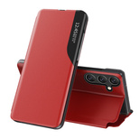 Eco Leather View Case Hülle für Samsung Galaxy S25 mit Klappständer – rot