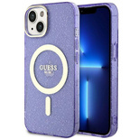 Guess Glitter Gold MagSafe case for iPhone 14 - purple