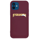 Card Case Wallet Case aus Silikon mit Kartensteckplatz für Dokumente für iPhone 12 Pro Max Burgund