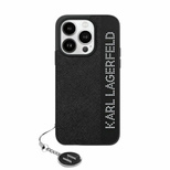 Karl Lagerfeld Saffiano Rhinestones &amp; Charm case for iPhone 15 / 14 / 13 - black