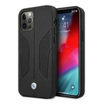 BMW Lederhülle mit perforierten Seiten für iPhone 12 Pro Max – Schwarz
