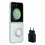 Silikon-Gadget-Hülle für Samsung Galaxy Z Flip 5 + USB-C-25-W-Ladegerät – transparent