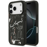 Karl Lagerfeld Grained Pattern&amp;Logo MagSafe Case for iPhone 17 Pro - Black