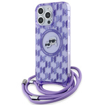 Karl Lagerfeld IML Crossbody Monogram Karl &amp; Choupette Head MagSafe Case for iPhone 15 Pro Max - Purple