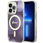 Guess GUHMP14XHTMRSU iPhone 14 Pro Max 6.7&quot; purple/purple hardcase Golden Marble MagSafe