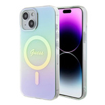 Etui Guess IML Iridescent MagSafe do iPhone 15 - turkusowe