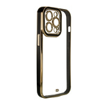 Fashion Case etui do iPhone 13 Pro Max żelowy pokrowiec ze złotą ramką czarny