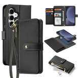 Dux Ducis Lawa Leather Case for Samsung Galaxy S25 with Detachable Magnetic Wallet - Black